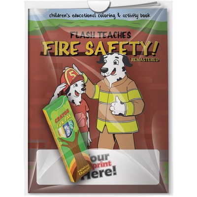 Combo Pack -"Flash Teaches Fire Safety! (Remastered)" Coloring Book & 4-Pack of Crayon in a Poly Bag